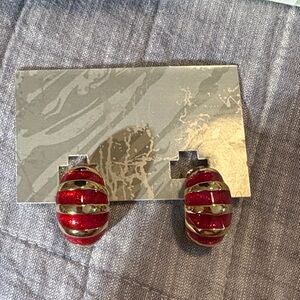 Elegant Red and Gold Striped Earrings